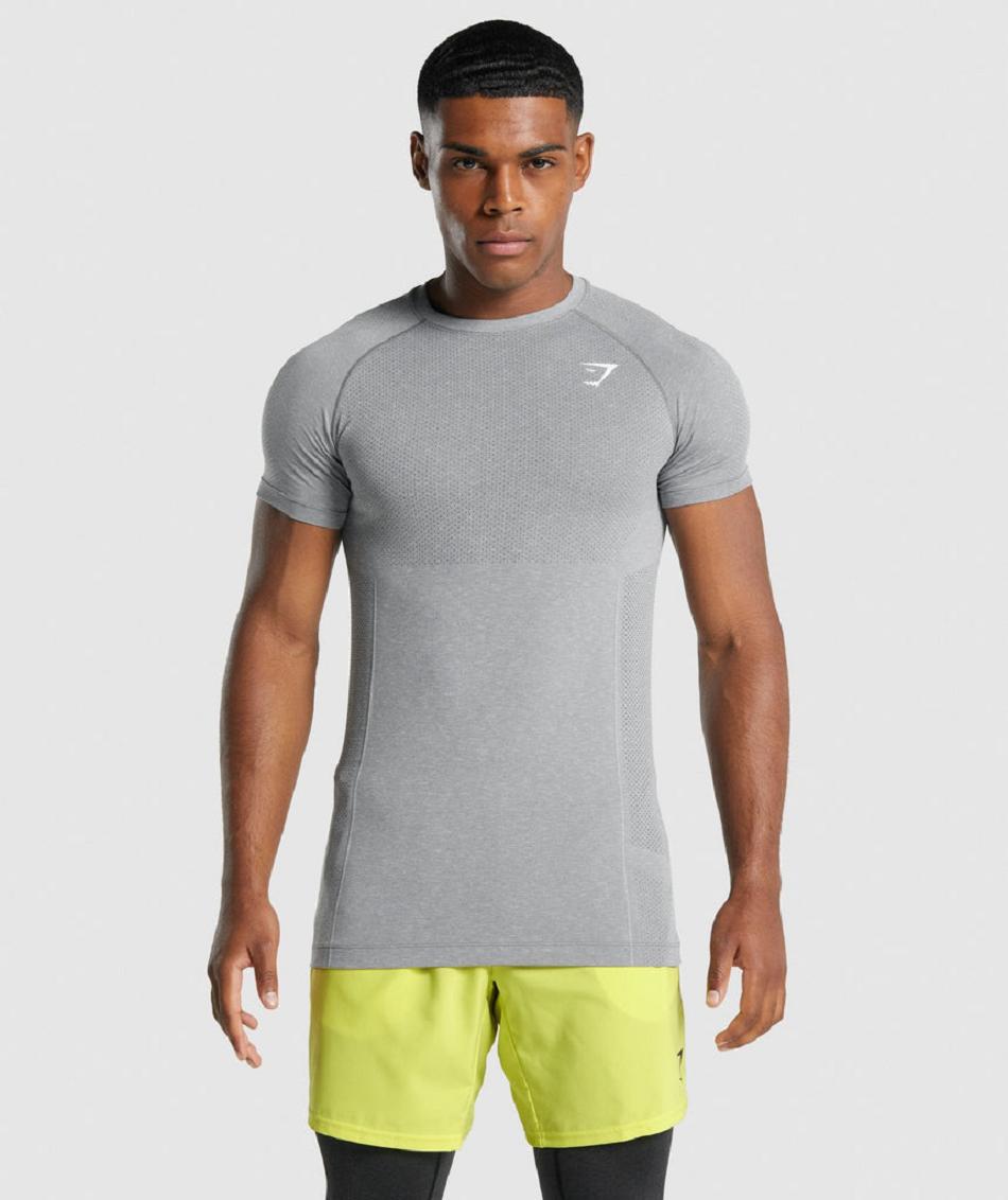 T Shirts Gymshark Vital Light Seamless Hombre Gris | CO 3384KOR